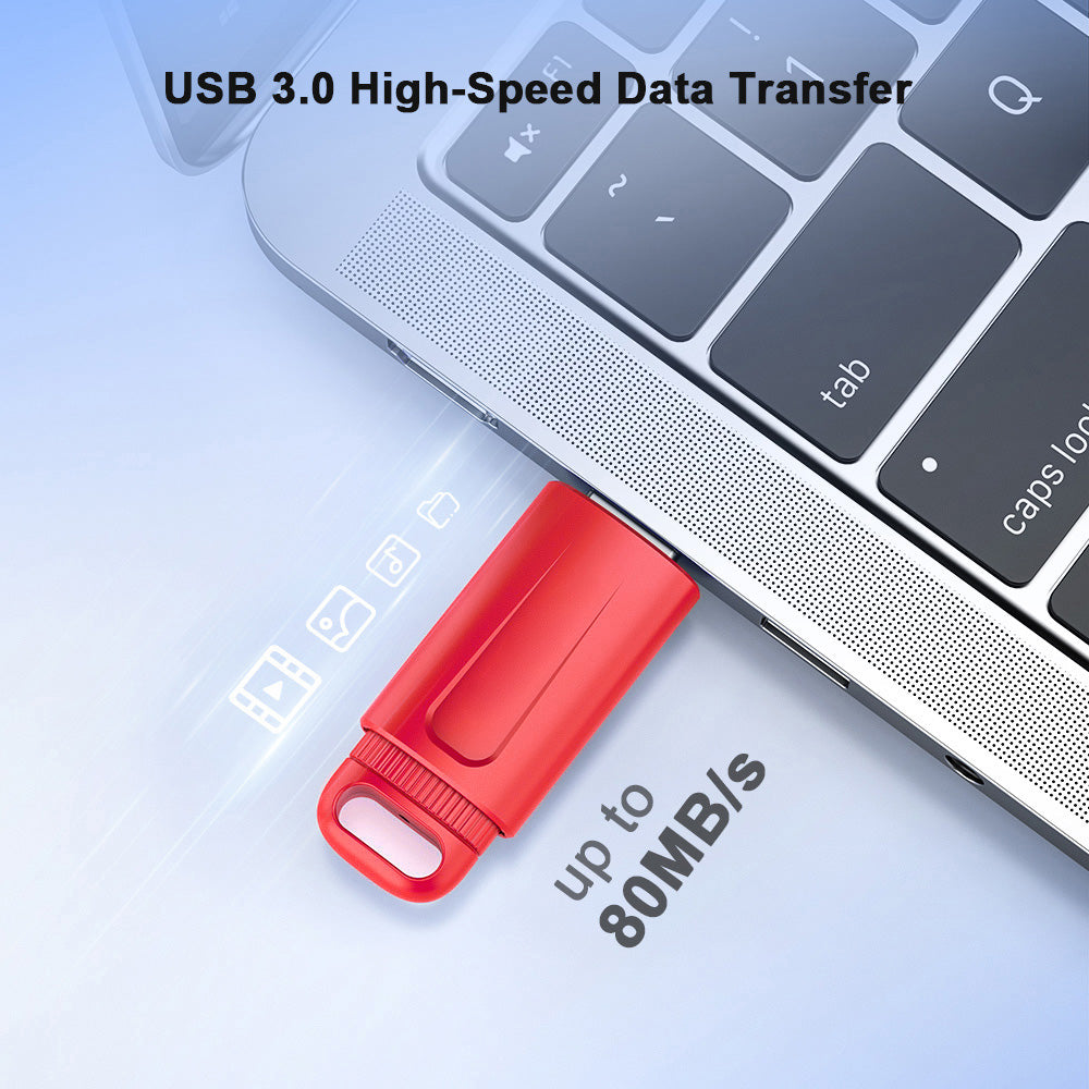 16GB/32GB/64GB 3 Pack USB Flash Drive Thumb Drive Retractable USB 2.0 Memory Stick Jump Drives 3 Colors