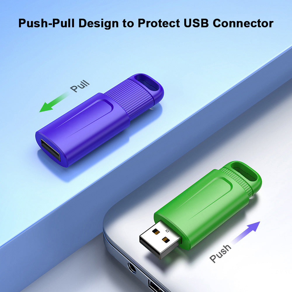 16GB/32GB/64GB 3 Pack USB Flash Drive Thumb Drive Retractable USB 2.0 Memory Stick Jump Drives 3 Colors