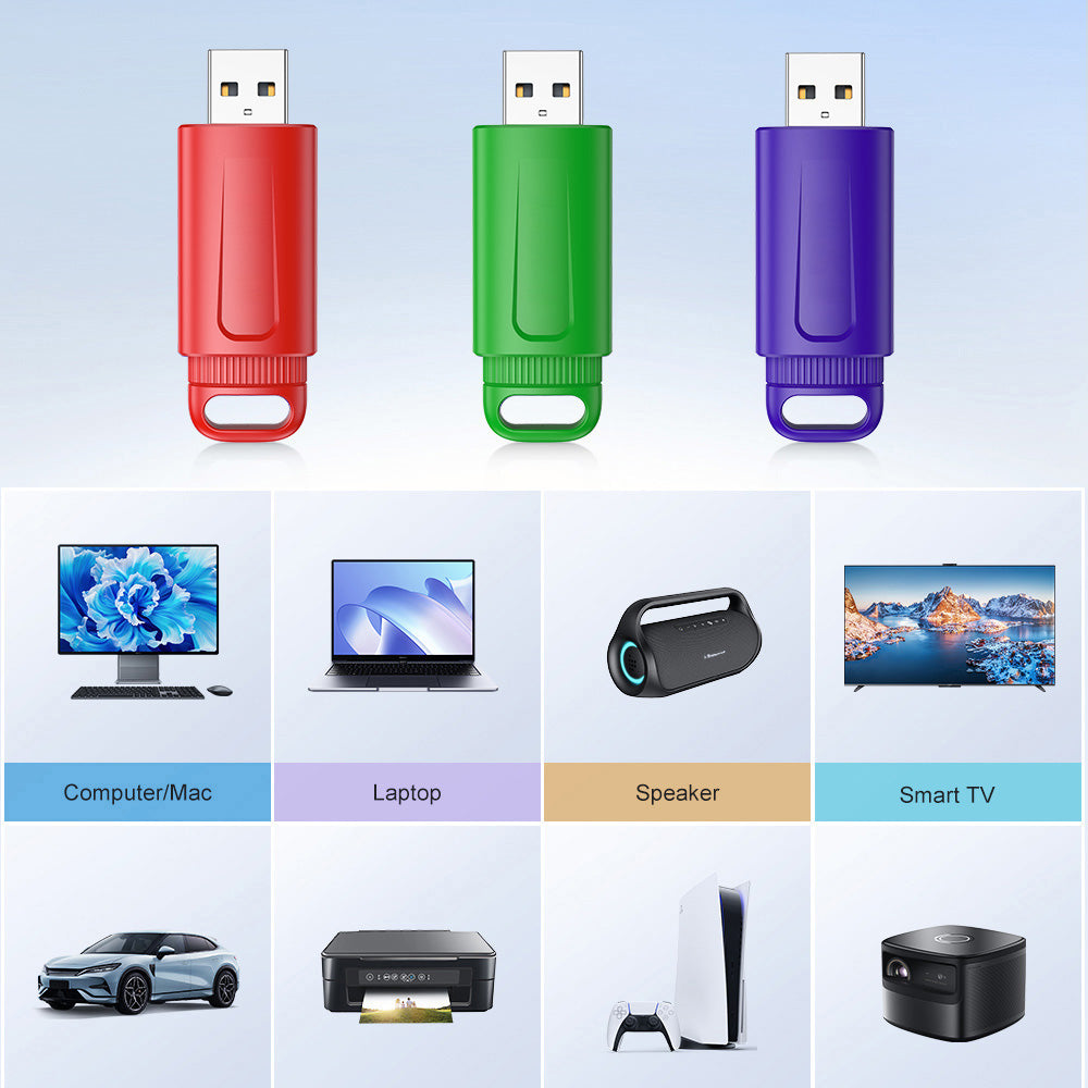 16GB/32GB/64GB 3 Pack USB Flash Drive Thumb Drive Retractable USB 2.0 Memory Stick Jump Drives 3 Colors