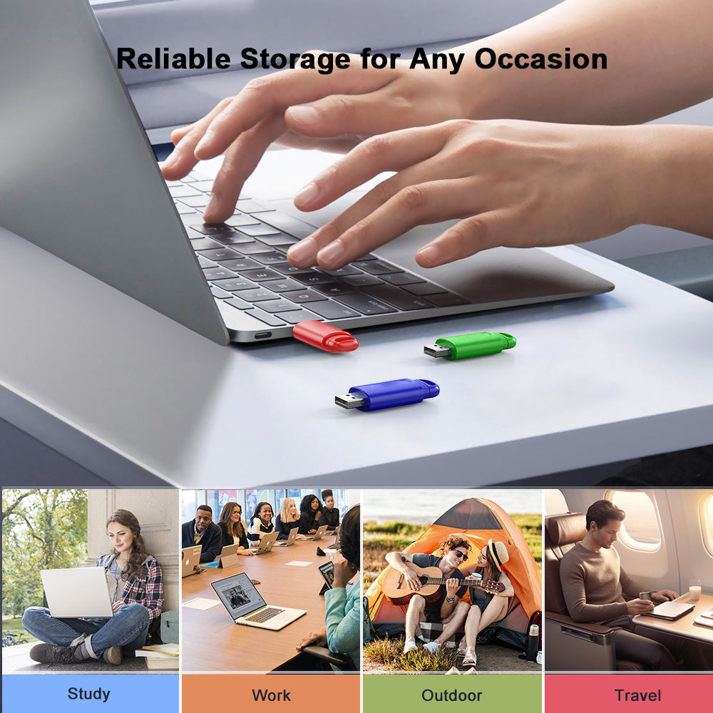 16GB/32GB/64GB 3 Pack USB Flash Drive Thumb Drive Retractable USB 2.0 Memory Stick Jump Drives 3 Colors