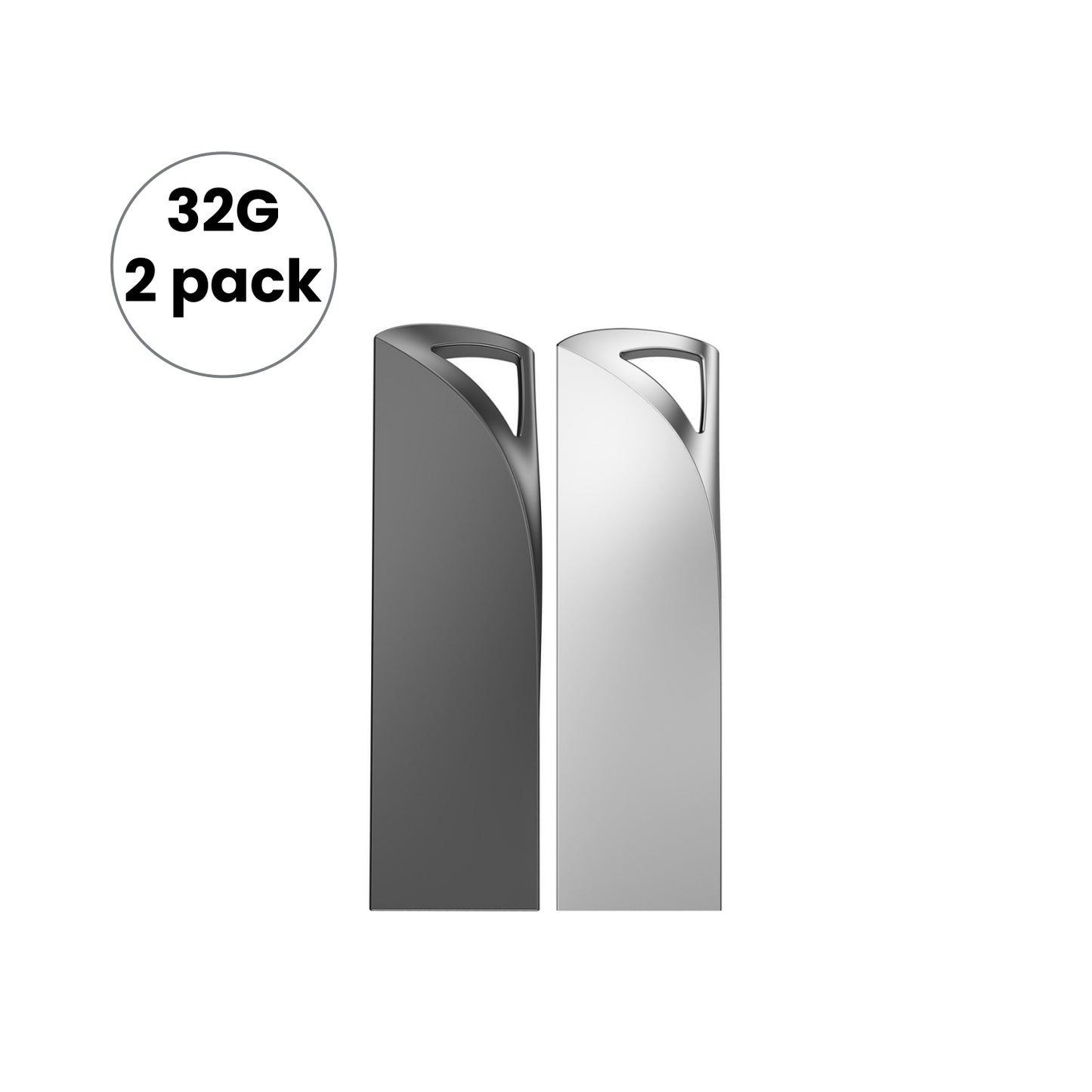 5Pack/2Pack/1Pack 128GB/64GB/32GB USB 3.0 Flash Drives Ultra-Slim Metal Thumb Drive Stylish Waterproof USB Memory Stick with Keychain Hole Portable Jump Drive, Black/Silver