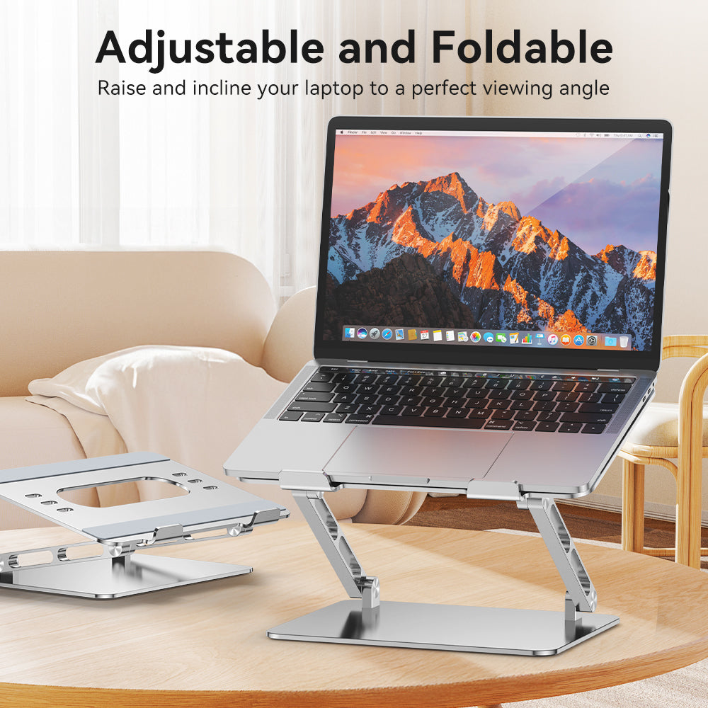 Laptop Stand for Desk, Portable and Foldable Adjustable Laptop Riser for HP/Mac/Dell/Samsung/Lenovo, Fits All Laptops and Notebooks up to 16 inch, Black/Silver