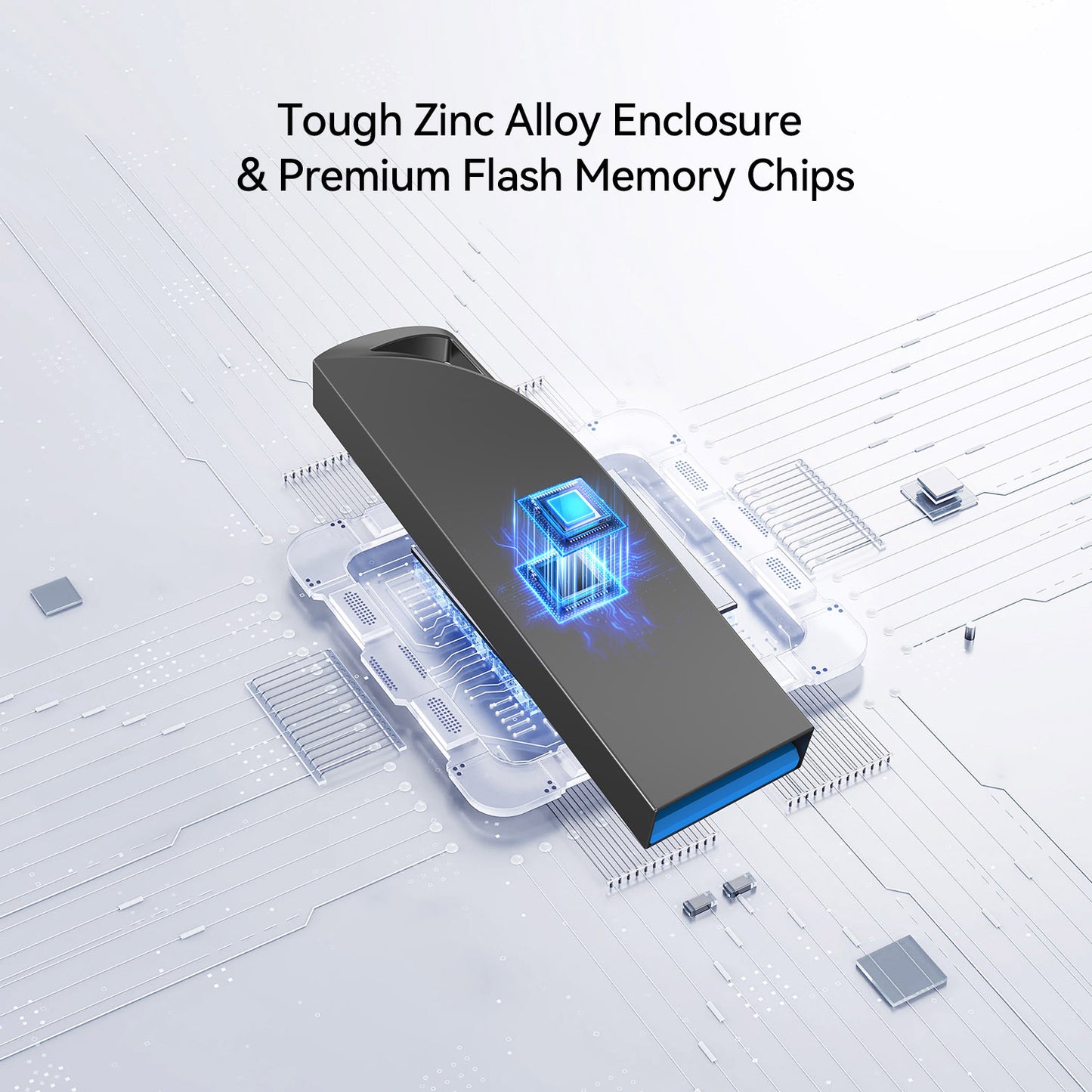 5Pack/2Pack/1Pack 128GB/64GB/32GB USB 3.0 Flash Drives Ultra-Slim Metal Thumb Drive Stylish Waterproof USB Memory Stick with Keychain Hole Portable Jump Drive, Black/Silver