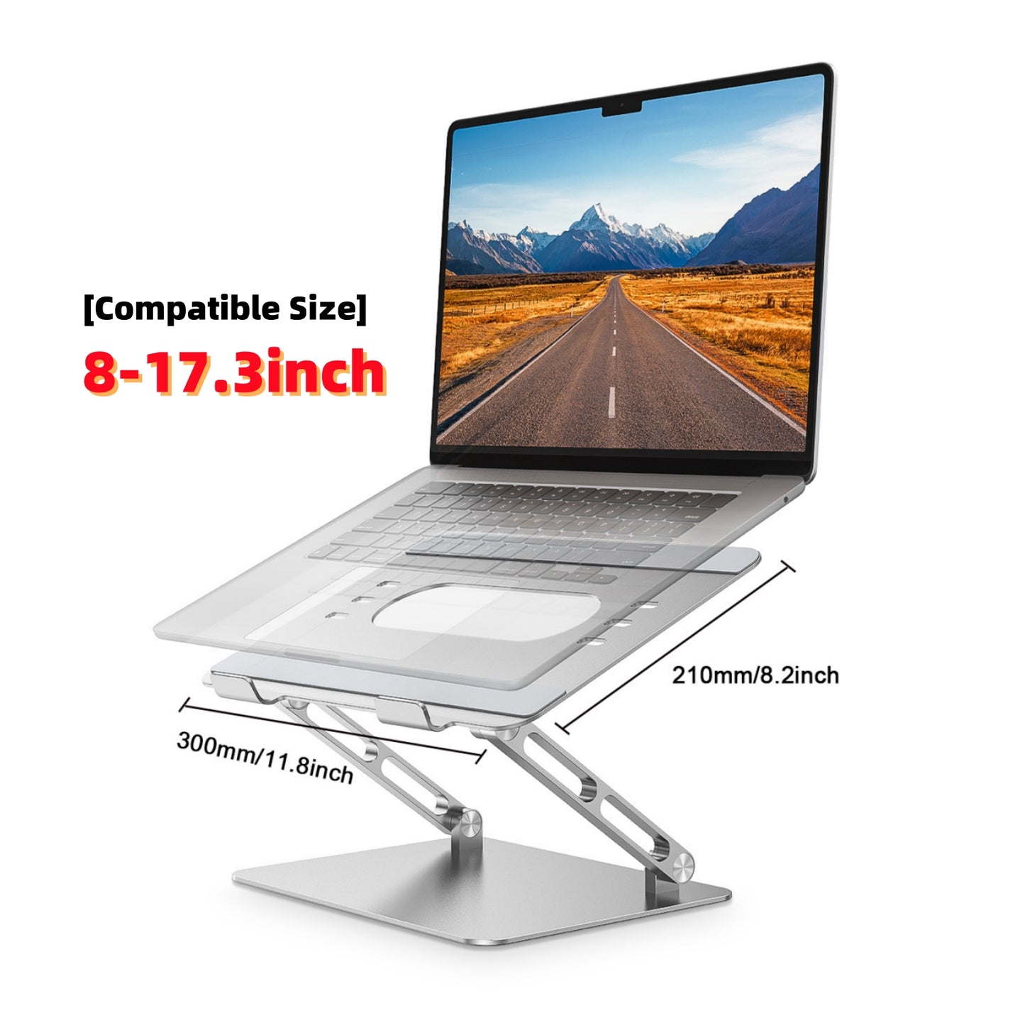 Laptop Stand for Desk, Portable and Foldable Adjustable Laptop Riser for HP/Mac/Dell/Samsung/Lenovo, Fits All Laptops and Notebooks up to 16 inch, Black/Silver