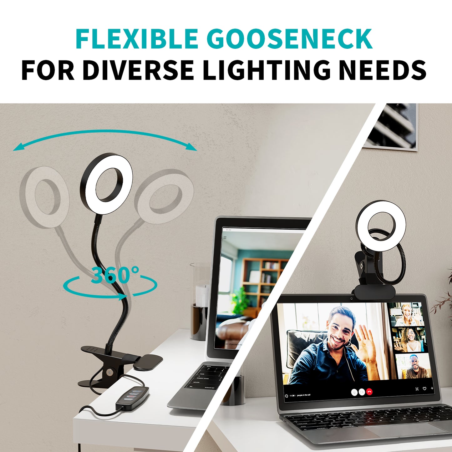Clip on LED Desk Lamp 3 Color Modes Dimmable LED Light Adjustable Gooseneck Desk Lamp with Clamp USB Powerd LED Desk Lamp