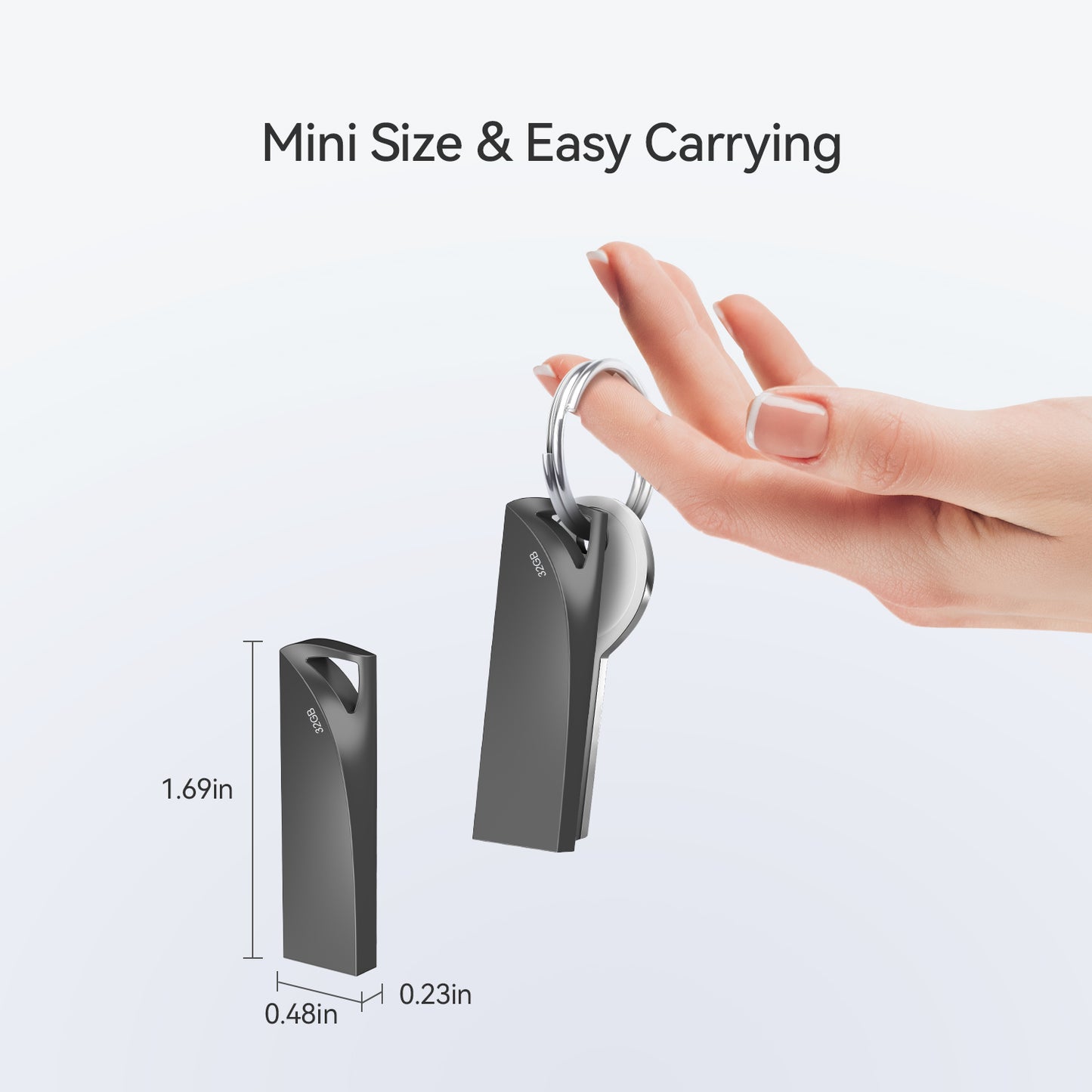 5Pack/2Pack/1Pack 128GB/64GB/32GB USB 3.0 Flash Drives Ultra-Slim Metal Thumb Drive Stylish Waterproof USB Memory Stick with Keychain Hole Portable Jump Drive, Black/Silver
