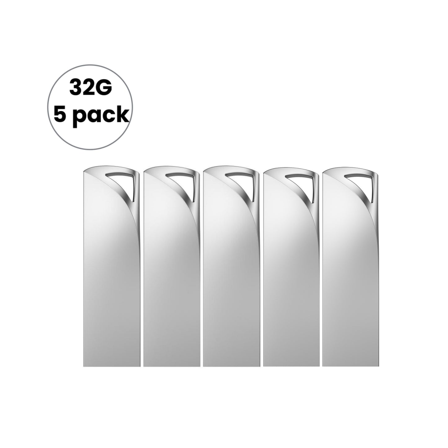 5Pack/2Pack/1Pack 128GB/64GB/32GB USB 3.0 Flash Drives Ultra-Slim Metal Thumb Drive Stylish Waterproof USB Memory Stick with Keychain Hole Portable Jump Drive, Black/Silver