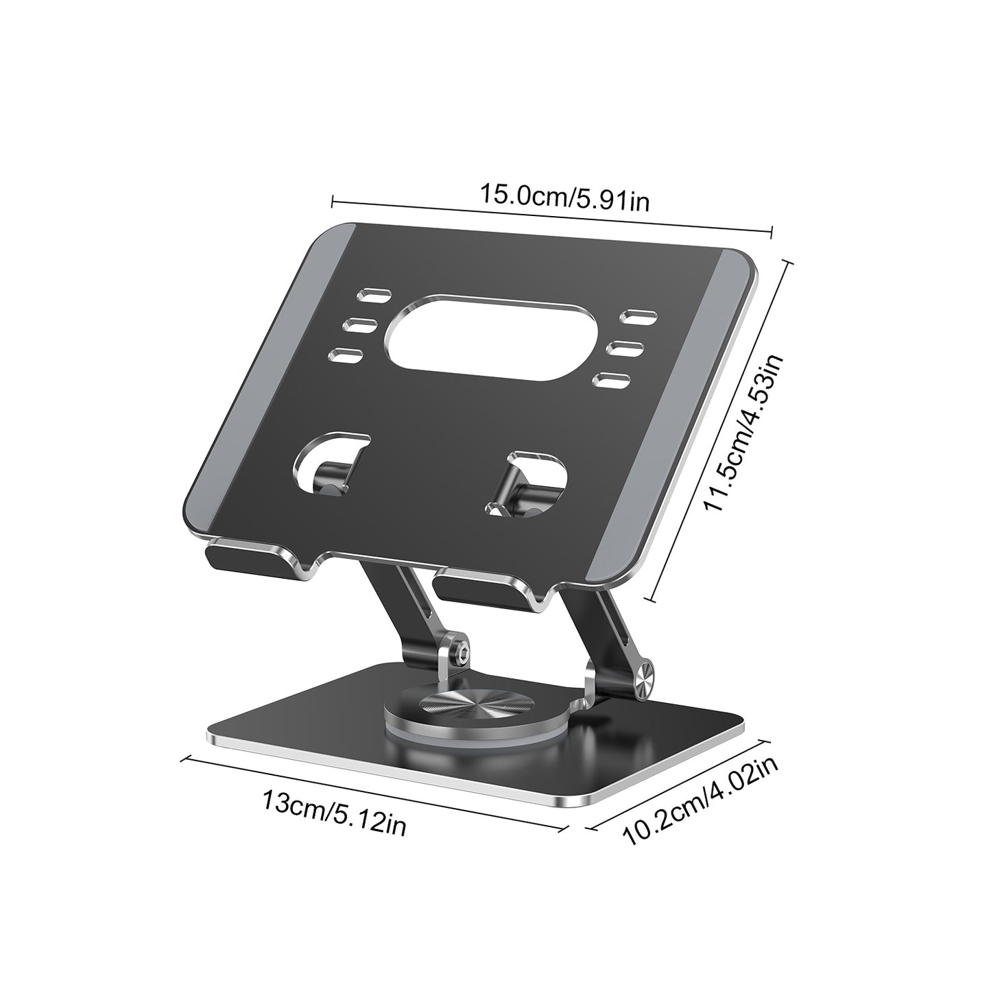 Tablet Stand Adjustable Portable Pad Holder Smartphone Stand Adjustable Tablet Holder Compatible with 4-13" Tablet iPad, Kindle, Nexus, Tab, Black