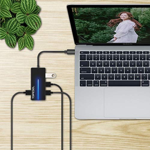 USB C Hub with 4 USB 3.0 Ports for MacBook Chromebook Type C Devices