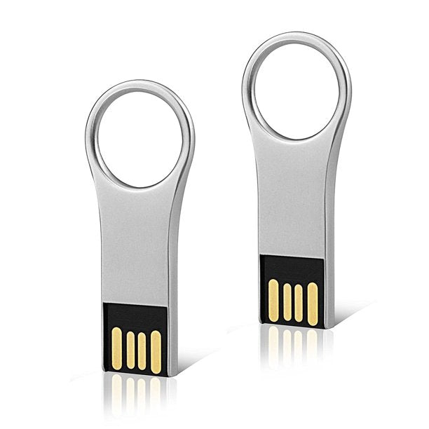 TOPESEL USB Flash Drive Key-chain Design USB 2.0 Flash Drive Thin Metal Thumb Drive Pen Drive Silver
