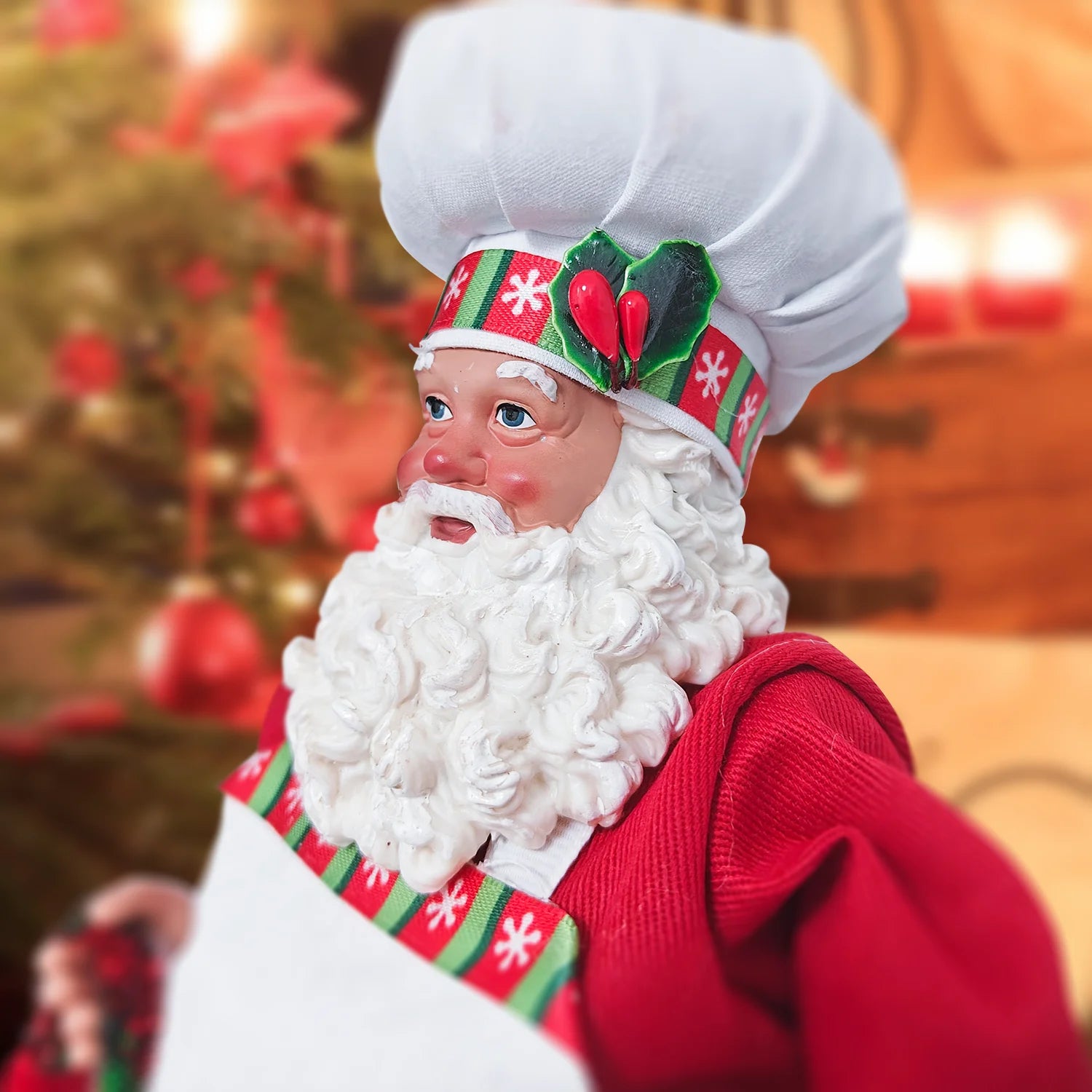 Santa Claus Cooking Chef Santa Figurine Christmas Decoration Home Holiday Party