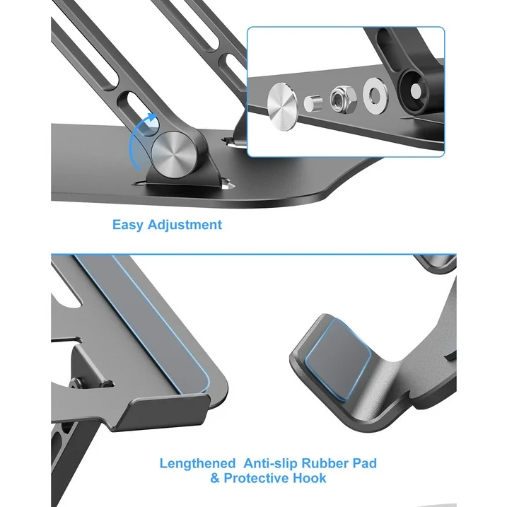 Laptop Stand for Desk, KEXIN Aluminum Adjustable Computer Stand, Ergonomic Foldable Laptop Holder for MacBook Air Pro / Dell / HP / ASUS / Samsung