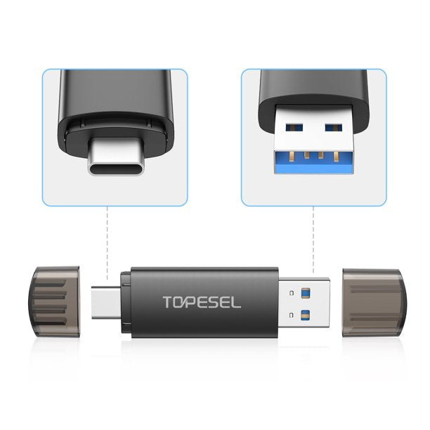 TOPESEL USB C 32GB/64GB/128GB Flash Drives USB 3.0 Type C OTG Flash Drive for Smartphone Tablet Laptop