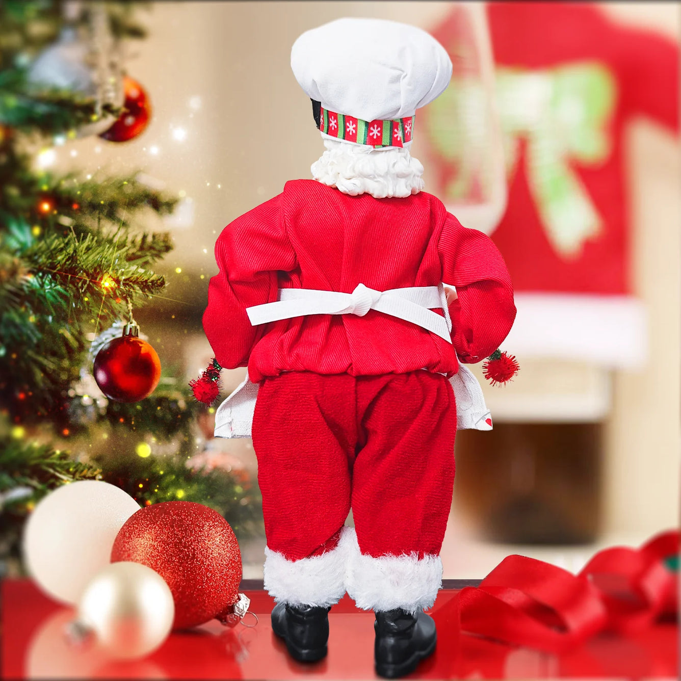 Santa Claus Cooking Chef Santa Figurine Christmas Decoration Home Holiday Party