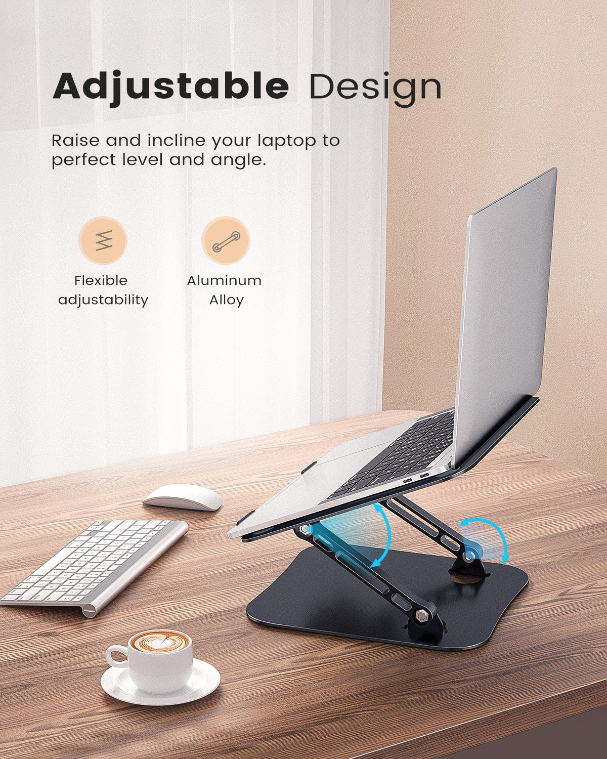 TOPESEL Aluminum Adjustable & Foldable Laptop Stand Riser Portable Laptop Holder