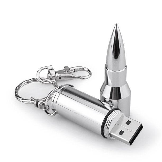 Topesel 64GB Bullet Shape USB Drive Flash with Keychain, Metal Thumb Drive-Silver