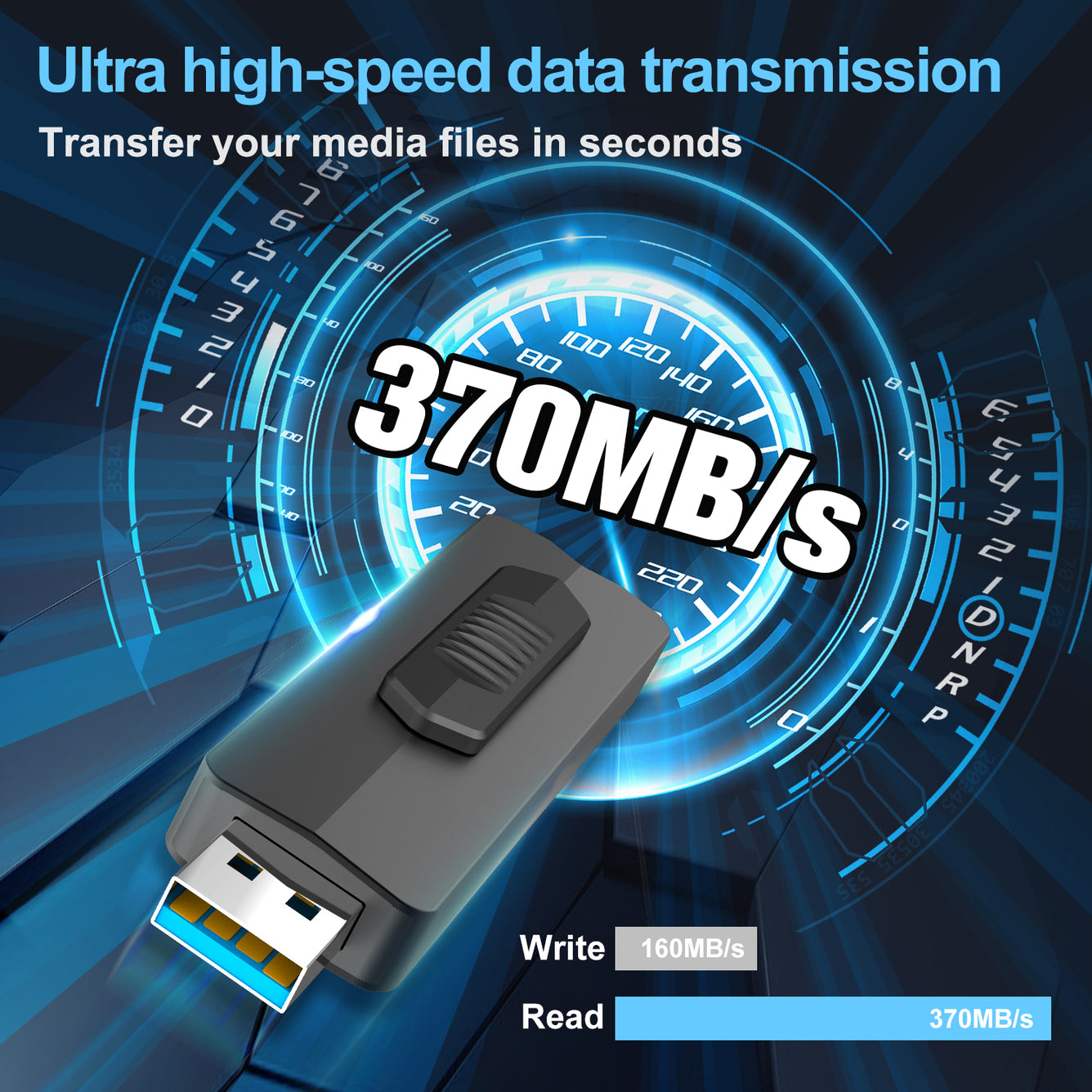 64GB/128GB USB 3.1 Flash Drive 400MB/s Super Speed Metal Pen Drive Slide Thumb Drive