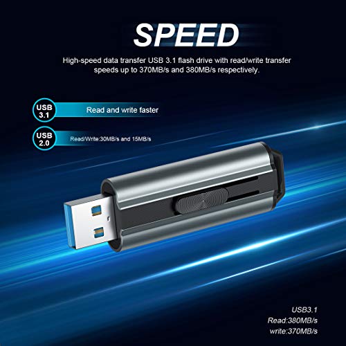 TOPESEL USB 3.1 Flash Drive 380MB/s Plug-Play Pen Drive with Keychain