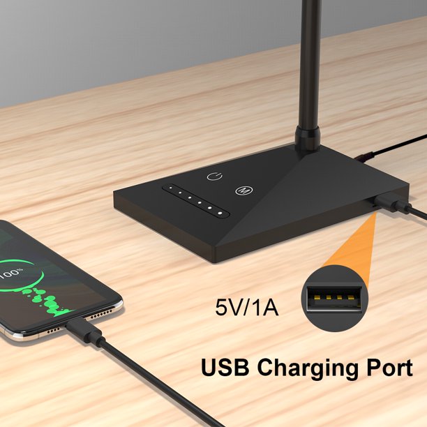 Topesel LED Desk Lamp with USB Charge Port Touch Control Adjustable Gooseneck Dimmable Table Lamp