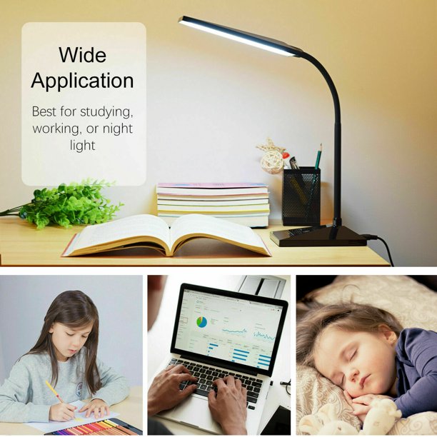 Topesel LED Desk Lamp with USB Charge Port Touch Control Adjustable Gooseneck Dimmable Table Lamp