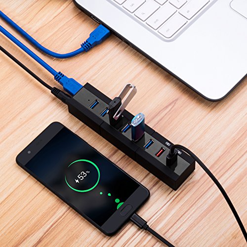 8-Port USB Hub 36W, 6 USB 3.0 Ports, 1 BC1.2 and 1 Smart Charging Port