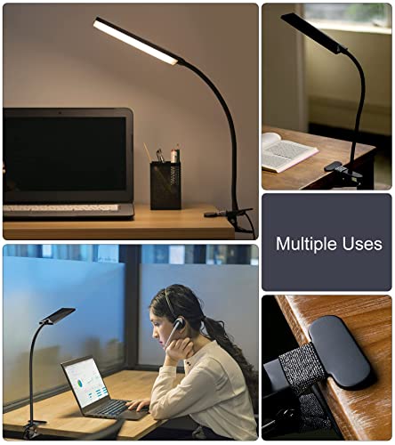 Clip-on LED Desk Lamp 3 Color Temp 14 Brightness Gooseneck Table Lamp