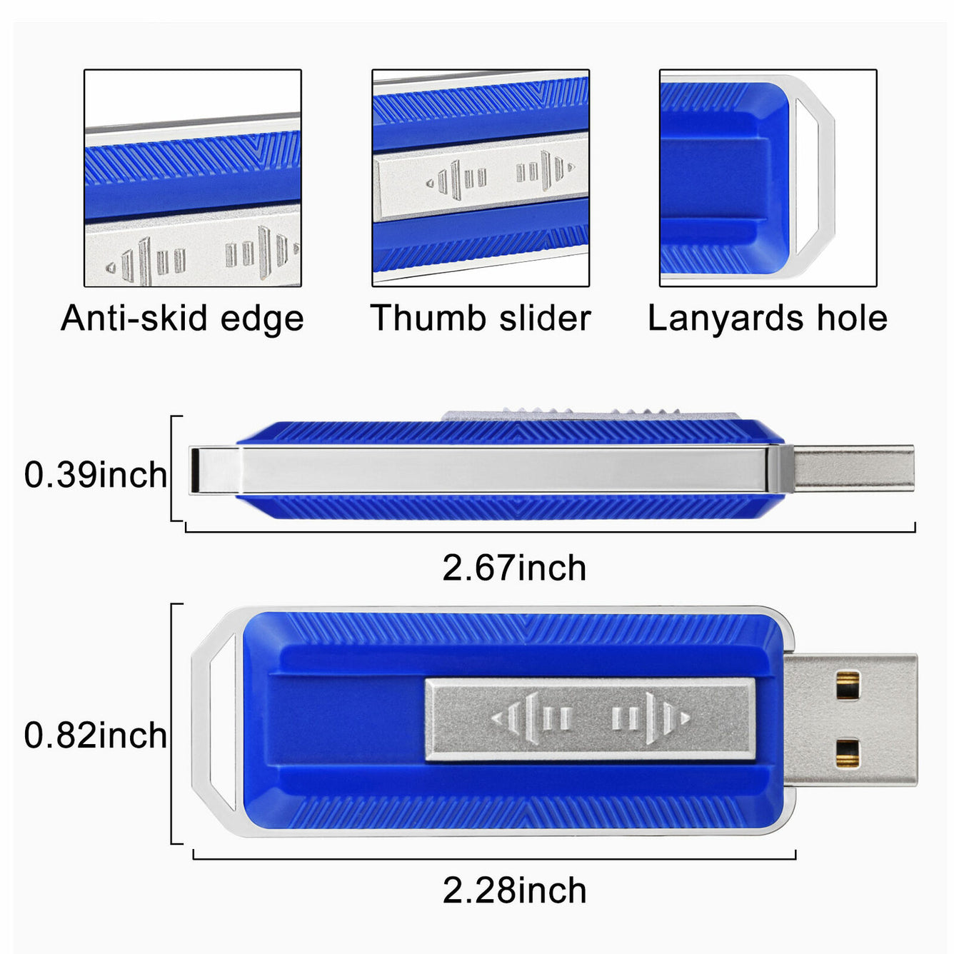 USB Flash Drive with Lanyard Hole Push-Pull Thumb Drive Plug-Play Jump Drive