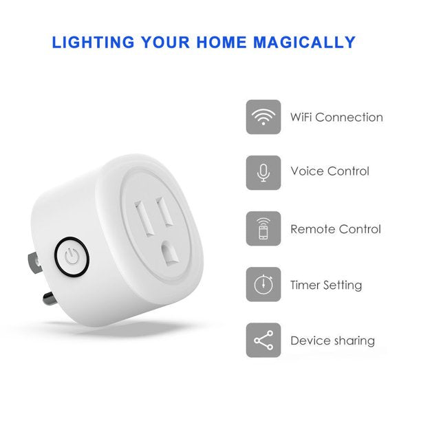 Topesel 2/4 Pack Smart Plug Mini Wifi Outlet Work with Google Home Alexa Remote Control Voice Control Timing