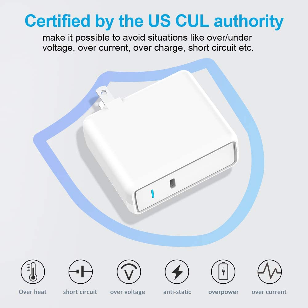 61W USB C Wall Charger for Laptop PD&QC 3.0 Fast Charge Power Adapter for iPhone 13 Android