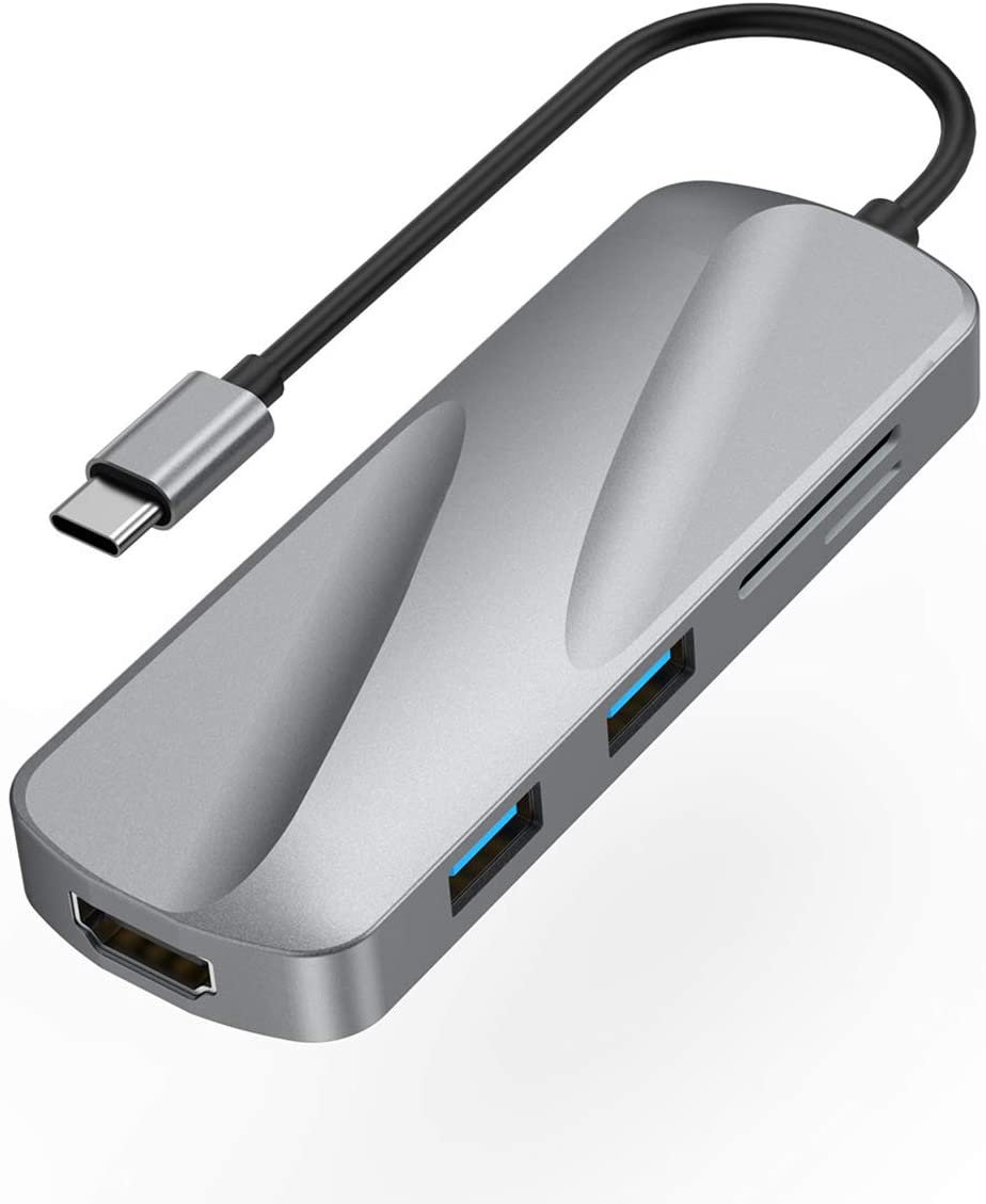 USB C Hub with 65W Fast Charge for Laptop, 2 USB 3.0 Ports, SD/TF Card Reader, 4K HDMI Port