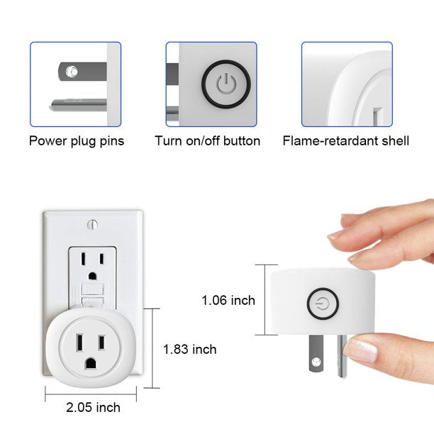 Topesel 2/4 Pack Smart Plug Mini Wifi Outlet Work with Google Home Alexa Remote Control Voice Control Timing