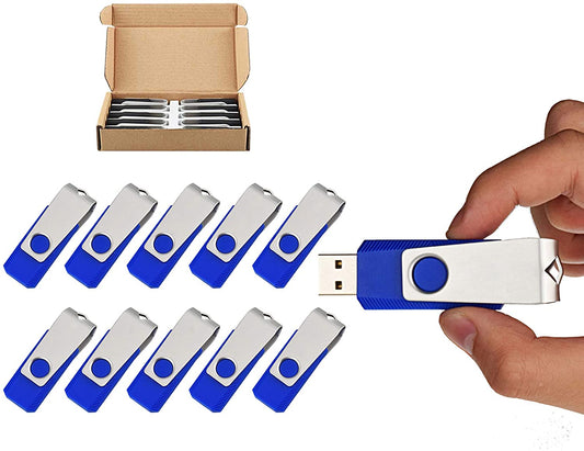 10 Pack 4GB Swivel Design USB 2.0 Flash Drive Blue Color