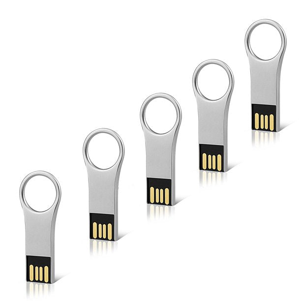 TOPESEL USB Flash Drive Key-chain Design USB 2.0 Flash Drive Thin Metal Thumb Drive Pen Drive Silver