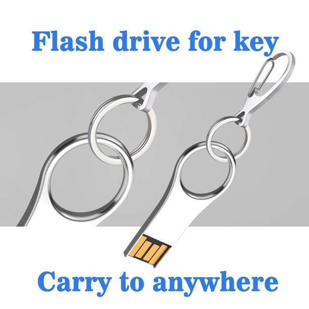 TOPESEL USB Flash Drive Key-chain Design USB 2.0 Flash Drive Thin Metal Thumb Drive Pen Drive Silver