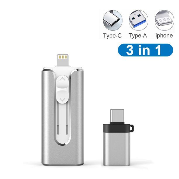 Topesel USB 3.0 Flash Drive for iPhone External Storage OTG Flash Drive for Android Smartphone - Silver