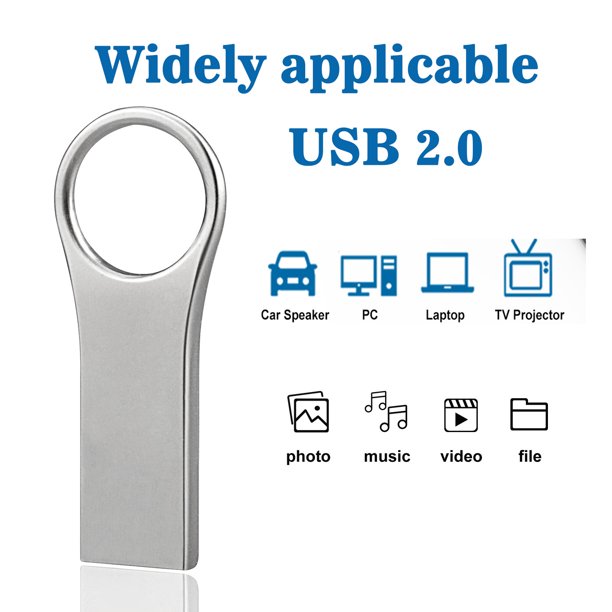 TOPESEL USB Flash Drive Key-chain Design USB 2.0 Flash Drive Thin Metal Thumb Drive Pen Drive Silver